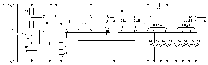 Schema looplicht met 4015 en 4017