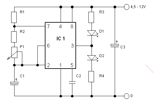 Knipperlicht met IC 555