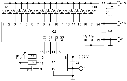 Schema looplicht met IC74159