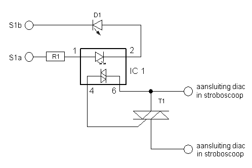 schema voor triacschakeling in stroboscoop