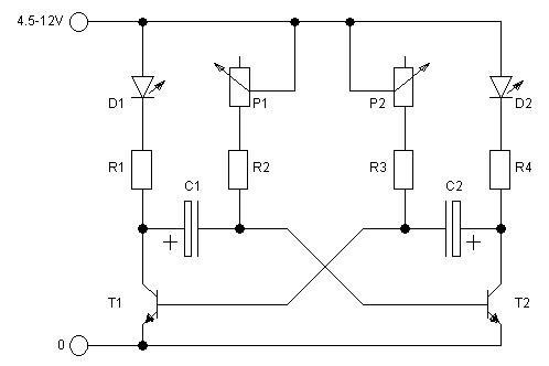 De astabiele multivibrator (schema)