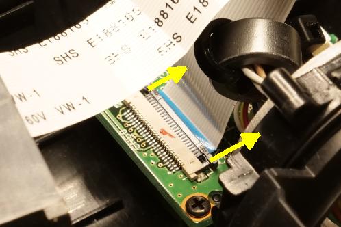 The flatcable of the viewfinder to the processing-PCB of a JVC GY-HM750 viewfinder