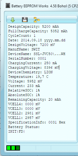 Multiple data-values after readout of a BQ20Z45 with Be2Works