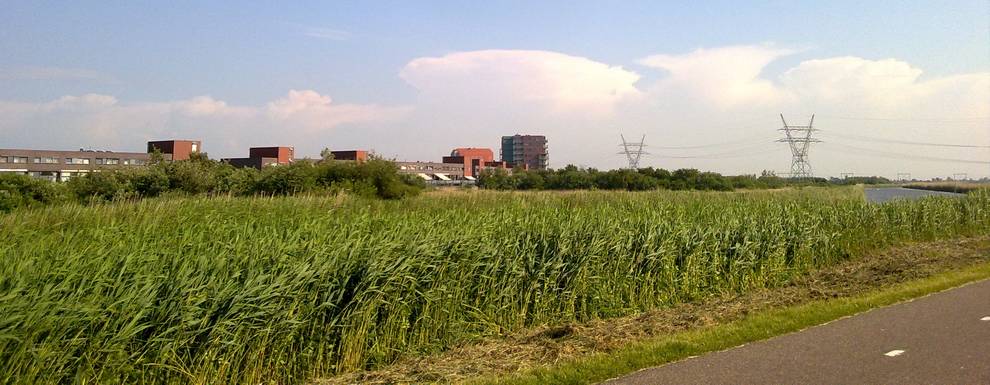 Zware onweersbuien gezien vanaf de Munnikdijk kijkend richting Weidevenne