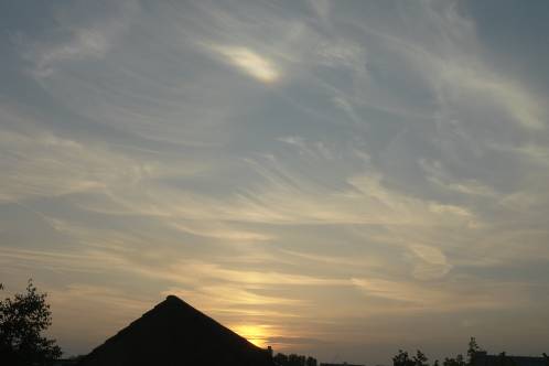 Sterke bijzon rond zonsondergang