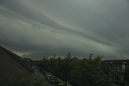 Panoramisch uitzicht op shelfcloud